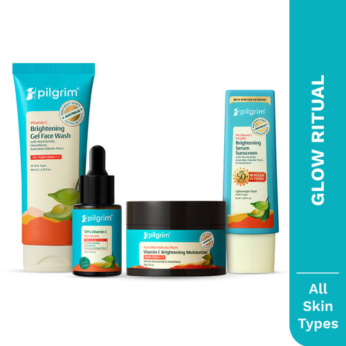 Pilgrim Vitamin C Glowing Ritual Csms Combo- Brightens Skin & Reduces Dark Spots (Combo of 4)