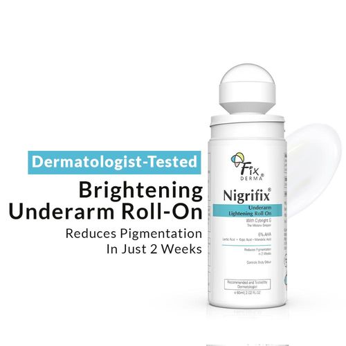 Fixderma Nigrifix Underarm Roll on with 6% AHA, Lactic Acid & 1% Mandelic Acid & Kojic Acid | Brightens Skin & Exfoliates Underarm | For All Skin Type, Men & Women - 60 ml