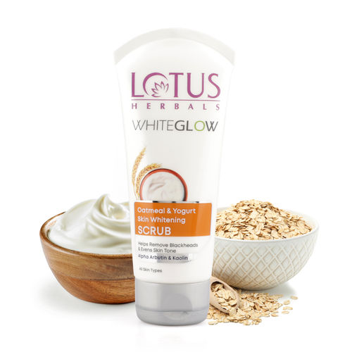 Lotus Herbals Whiteglow Oatmeal & Yogurt Skin Whitening Scrub, 100 gm