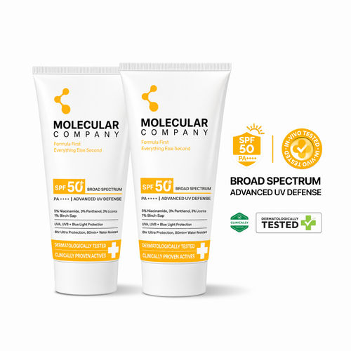 Molecular Company | SPF 50+ Pa++++ |Moisturising Gel Sunscreen For Oily Dry Sensitive Combination Dull Acne Prone Skin| 50 gm (Pack of 2)