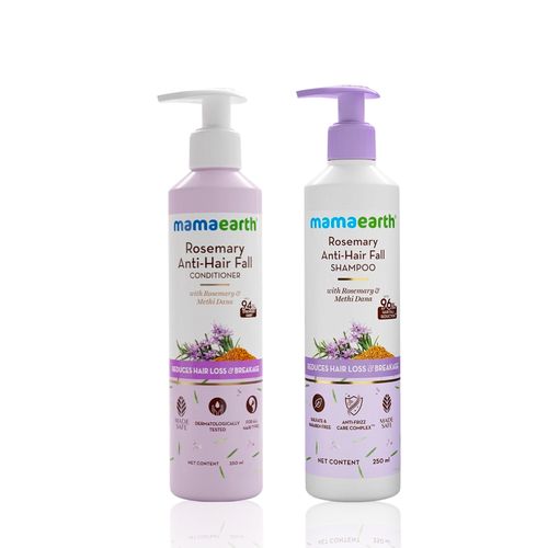 Mamaearth Rosemary Anti-Hair Fall Conditioner and shampoo with Rose mary & Methi Dana for Reducing Hair Loss & Breakage, Haircare kit, Combo of 2