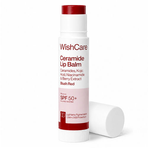 WishCare Tinted Ceramide Lip Balm with SPF50 PA++++ - Kojic Acid & Niacinamide - Blush Red ( 5 gm)