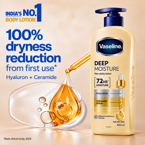 Vaseline Deep Moisture Body Lotion With Ceramide Hyaluron | 10X More Moisture | For Dry Skin |(400 ml)