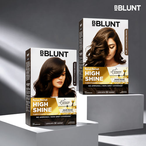 BBLUNT Salon Secret High Shine Conditioning Hair Colour - Coffee Natural Brown (130 gm) + Chocolate Dark Brown (130 gm) - Pack of 2