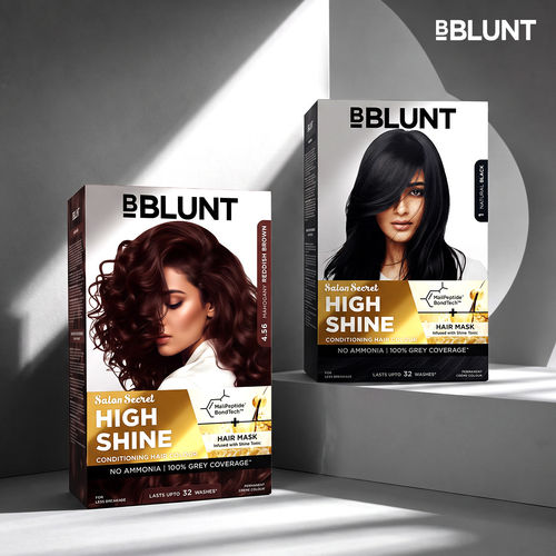 BBLUNT Salon Secret High Shine Conditioning Hair Colour - Natural Black (130 gm) + Mahogany Reddish Brown (130 gm) - Pack of 2