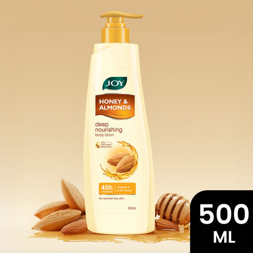 Joy Honey & Almonds Advanced Nourishing Body&nbsp;Lotion&nbsp;(500 ml) | Enriched With Shea Butter | Long Lasting 48 hours Moisture | Natural Sunscreen Filters | Suitable for Normal to Dry Skin