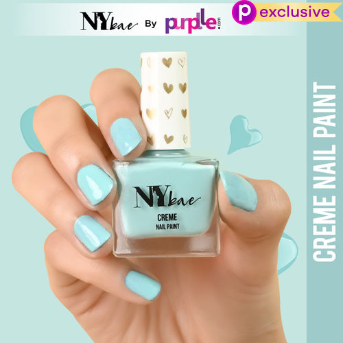 NY Bae Creme Nail Paint - Arctic Blue 08 (10 ml) | Blue | Rich Pigment | Chip-proof | Full Coverage | Travel Friendly | Vegan