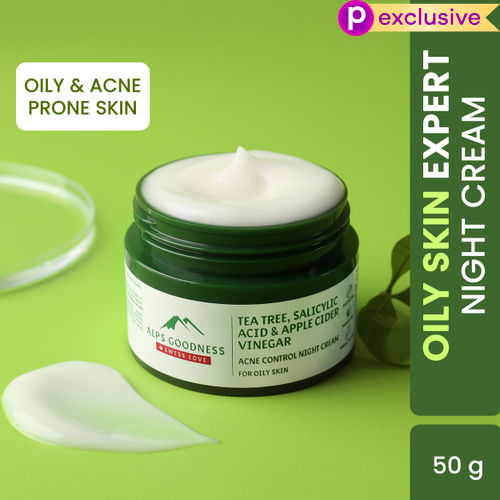 Alps Goodness Tea Tree, Salicylic Acid & Apple Cider Vinegar Acne Control Night Cream for Oily Skin (50 gm) |Moisturizer for Face| Moisturizer for Oily Skin | Oil Free Moisturizer | Acne Treatment Night Cream