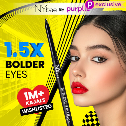 NY Bae The Big Apple Of My Eyes Kohl Kajal - Black (0.25 gm) | Eyeliner | Waterproof | Smudgeproof | Kajal Pencil | Jet Black | Smokey Eye | Eye Makeup | Eyeshadow