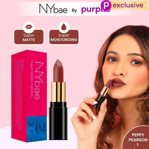 NY Bae Super Matte Lipstick - Peppy Pearson 1 (4.2 gm) | Nude Brown | Loaded With Vitamin E | Rich Colour | Long lasting | Smudgeproof | Vegan
