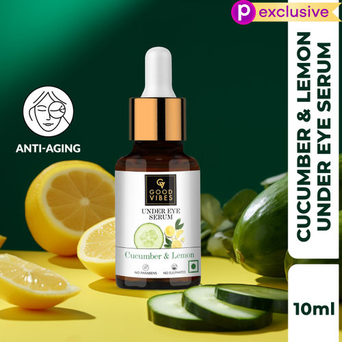Good Vibes Cucumber & Lemon Under Eye Serum | Anti-Ageing, Rejuvenating, Brightening | No Sulphates, No Parabens, No Animal Testing (10 ml)