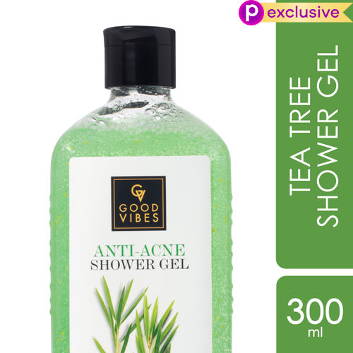 Good Vibes Tea Tree Anti-Acne Shower Gel, With Rosemary Leaf Oil | (Body Wash) Anti-Bacterial | Certified Fragrance (300 ml)