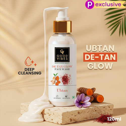 Good Vibes Ubtan De Tan Glow Face Wash | Tan Removal, Brightening Cleansing (120 ml)