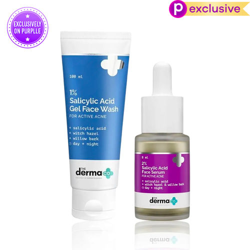 The Derma Co. Acne Defense Duo: Salicylic Acid Daily Face Wash (100 ml) + 2% Salicylic Acid Face Serum (8 ml)