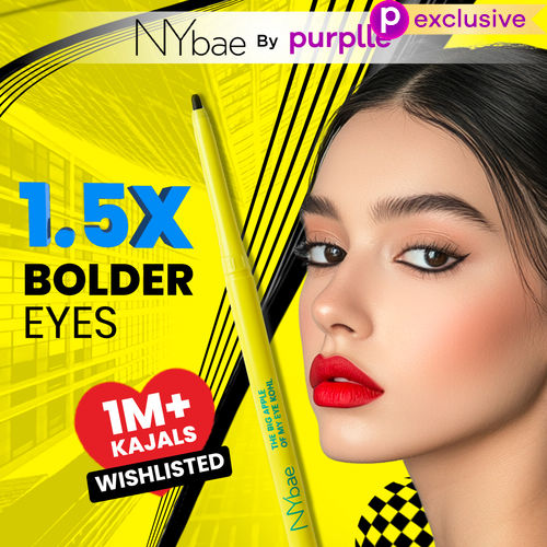 NY Bae The Big Apple Of My Eyes Kohl Kajal - Black (0.30 gm) | Eyeliner | Waterproof | Smudgeproof | Kajal Pencil | Jet Black | Smokey Eye | Eye Makeup | Eyeshadow