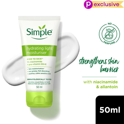 Simple Hydrating Light Moisturiser, 50 ml | 12hr Hydration | With Niacinamide, Pro-Vitamin B5, Glycerin & Borage Seed Oil | Lightweight, Non-Greasy Formula | For Soft, Smooth Skin