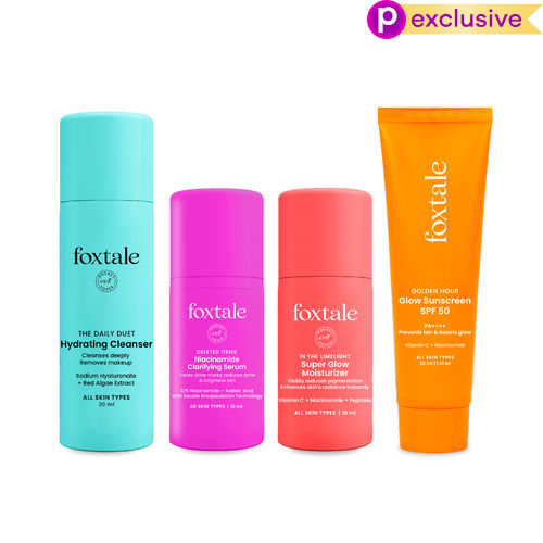 FoxTale Oil Free Radiance Routine - Hydrating Cleanser + 12% Niacinamide Serum + SPF 50 Glow sunscreen (30 ml)