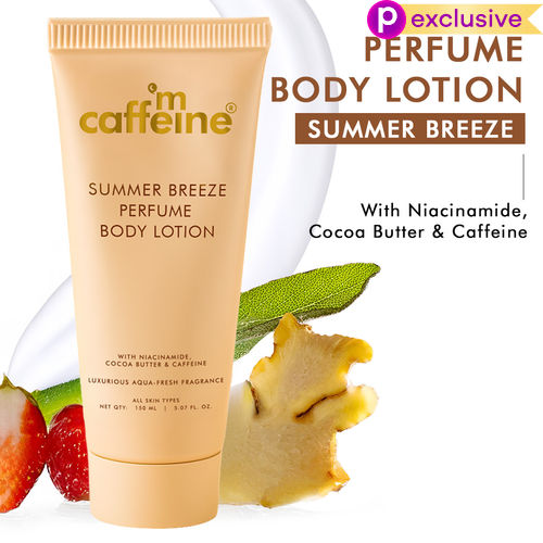 mCaffeine Summer Breeze Perfume Body Lotion with Niacinamide, Cocoa & Shea Butter | Deeply Moisturizes | Luxury Aqua-Fresh Scented Lotion - 150 ml