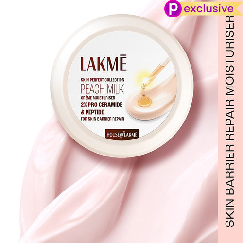 Lakme Peach Creme Moisturiser, Ceramide & Peptide, Skin Barrier Repair & Hydrated Glow 100 gm