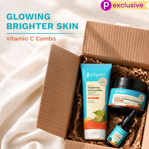 Pilgrim Vitamin C Brightening CSM Skincare Kit | Bright, Glowing & Even-Toned Skin | Triple Glow+++ Combo | Face Wash (100 ml), 10% Vitamin C Serum (10 ml), Brightening Moisturizer (50 gm) Combo of 3