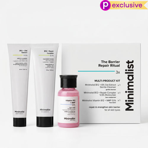 Minimalist Barrier Repair Skin Care Kit (B12 + Oat Extract 6.5% Gentle Cleanser 30 ml + B12 + Repair Complex 5.5% Moisturizer 30 gm + Vitamin B12 + NMF 03% Toner 30 ml) - 90 ml