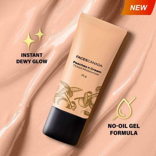 FACES CANADA Peaches N Cream Tinted Moisturizer - Light 01, 35 gm | Soft Peachy, Natural Glow | Lightly Tinted BB Cream | Non Oily Lightweight Gel Formula | Blends Easily | Suitable For All Skin Types