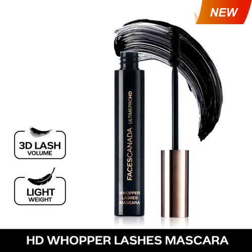 FACES CANADA Ultime Pro HD Whopper Lashes Mascara - Black, 12 ml | Long Lasting | Waterproof | Intense Volume | Hour-Shaped Brush | Lengthens Curls | Darker, Denser, Dramatic Lashes