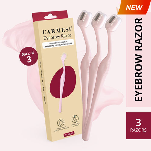 Carmesi Eyebrow Razor - Pack of 3 | Smooth & Painless Women's Shaving Razor | Eyebrow Shaper For Salon-Like Eyebrows | Eyebrows, Upper Lip, Targeted Corner Hair | No Cuts | Safe & Quick Hair Removal