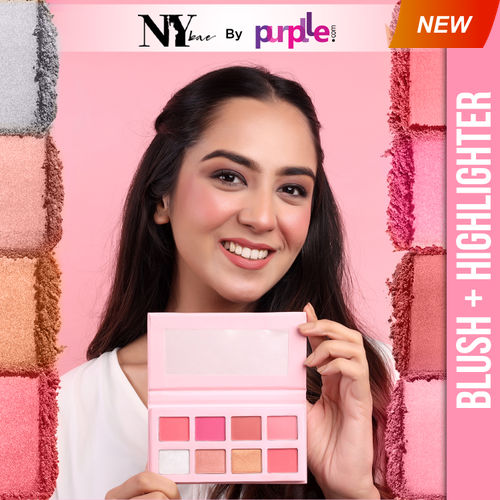 NY Bae Pro Blush + Highlighter Palette - 01 (16 g) | Blendable | 8 In 1 | Matte & Shimmer Shades | Rich Colour | Multipurpose | Travel Friendly