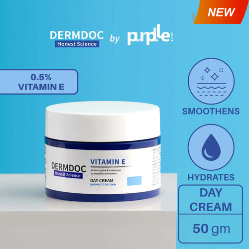 DERMDOC by Purplle Vitamin E Day Cream (50 gm) | moisturizer for dry skin | moisturizing cream