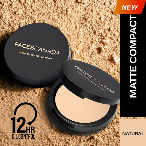 FACES CANADA Weightless Stay Matte Finish Compact Powder - Natural, 9g | Oil Control | Evens Out Complexion | Blends Effortlessly | Pressed Powder For All Skin Types