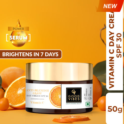 Good Vibes Anti-Blemish Glow Vitamin C Day Cream SPF 30 With Power Of Serum | Spotless, Brightening, Depigmentation (50g)