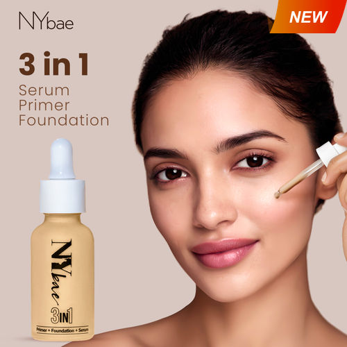 NY Bae 3 IN 1 Serum Foundation - Warm Vanilla 01 (30 ml) | Infused with Primer | Moisturising I Glowing Korean Skin I Celeb Glow | Dewy Makeup | Evens Skin Tone | Ultra Glow