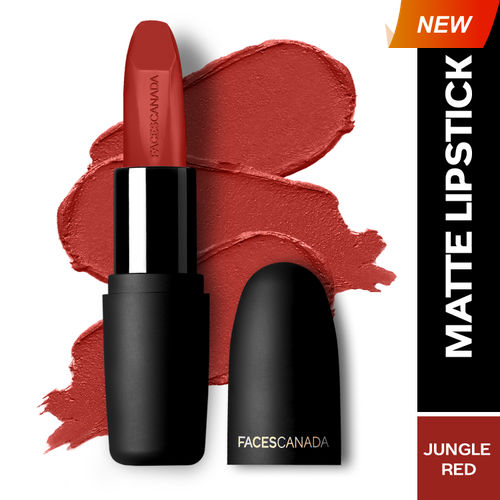 FACES CANADA Weightless Matte Lipstick - Jungle Red 29, 4.5 gm | High Pigment | Smooth One Stroke Glide | Moisturizes & Hydrates Lips | Vitamin E, Jojoba & Almond Oil