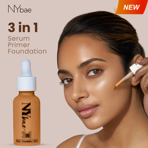 NY Bae 3 IN 1 Serum Foundation - Warm Sand 05 (30 ml) | Infused with Primer | Moisturising I Glowing Korean Skin I Celeb Glow | Dewy Makeup | Evens Skin Tone | Ultra Glow