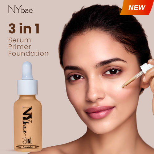 NY Bae 3 IN 1 Serum Foundation - Cool Vanilla 02 (30 ml) | Infused with Primer | Moisturising I Glowing Korean Skin I Celeb Glow | Dewy Makeup | Evens Skin Tone | Ultra Glow