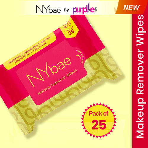 NY Bae Makeup Remover Wipes - Pack of 25 | Cleansing Facial Wipes | Refreshing | Alcohol Free | Sulphate Free | Compact | Travel Friendly