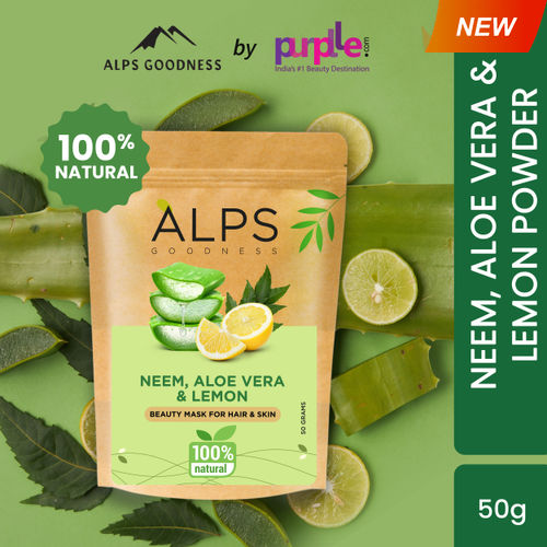 Alps Goodness Neem, Aloe Vera & Lemon Powder (50 gm) | 100% Natural Powder | No Preservatives, No Pesticides | Herbal Hair Mask for Dandruff