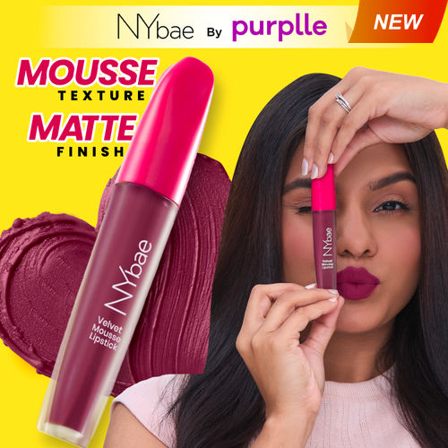 NY Bae Velvet Mousse Liquid Lipstick - Passionate Plum 03 (6.5 ml) | Velvet Matte Finish | Transferproof | Smudgeproof | Ultra Light | Smooth | Moisturising Purple Lipstick
