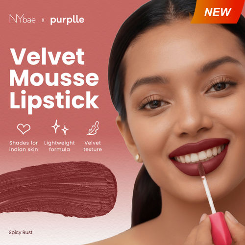 NY Bae Velvet Mousse Liquid Lipstick - Spicy Rust 06 (6.5 ml) | Velvet Matte Finish | Transferproof | Smudgeproof | Ultra Light | Smooth | Moisturising Brown Lipstick