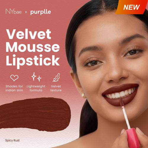 NY Bae Velvet Mousse Liquid Lipstick - Spicy Rust 06 (6.5 ml) | Velvet Matte Finish | Transferproof | Smudgeproof | Ultra Light | Smooth | Moisturising Brown Lipstick