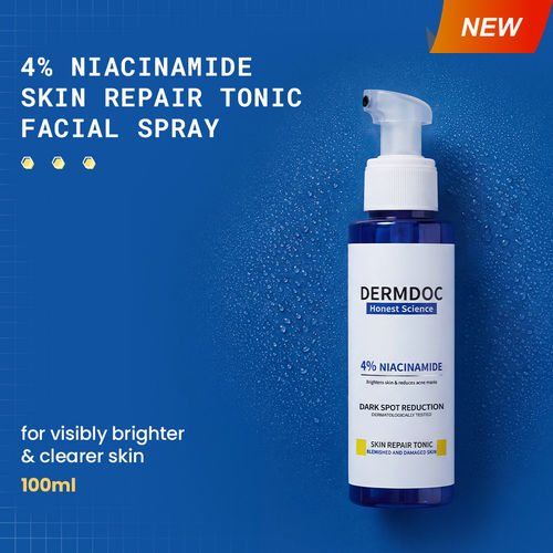 DERMDOC by Purplle 4% Niacinamide Skin Repair Tonic Facial Spray (100 ml) | Face Toner | Dark Spot Reduction | Brightens Skin | Reduces Acne Marks