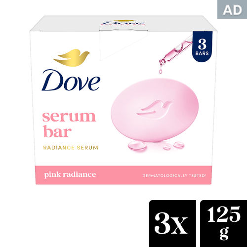 Dove Pink Radiance Serum Bar - Soft, Smooth, Moisturised Skin, 3x125 gm