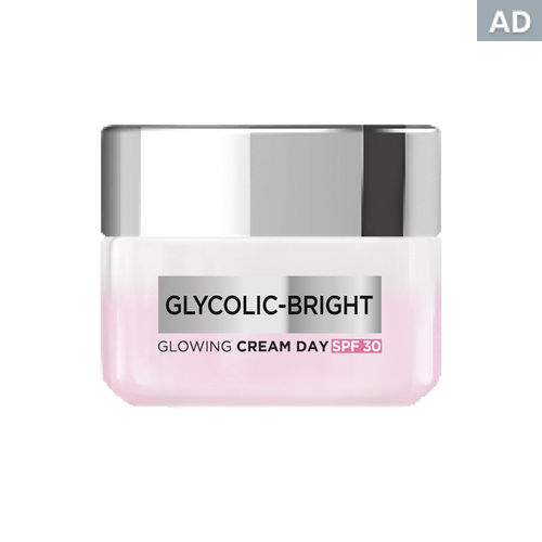 Loreal Paris Glycolic Bright Day Cream with SPF 30, 15 ml | Skin Brightening & Visibly Minimizes Spots For Even Glowing Skin