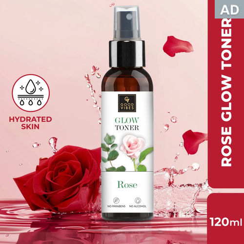 Good Vibes Rose Water Glow Toner | Lightweight, Brightening, Gulab Jal, Face mist (120 ml)