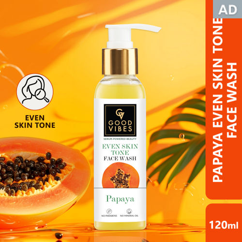 Good Vibes Papaya Brightening Even Skin Tone Face Wash with Power of Serum (120 ml)
