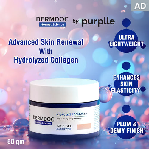 DERMDOC by Purplle Hydrolyzed Collagen Skin Tightening Face Gel (50 gm) | Face Gel Moisturizer | Face Gel for Oily Skin | Face Gel for Glowing Skin | Anti-Aging & Skin Firming | Collagen for Face | Improves Skin Elasticity