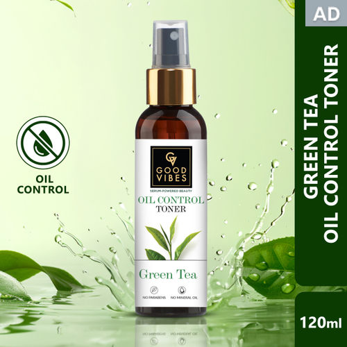 Good Vibes Green Tea Oil Control Toner with Power of Serum | Reduces irritation and redness (120 ml)