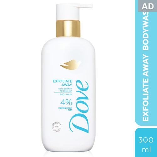 Dove Exfoliate Away Serum Body Wash with 4% Refining Serum + AHA, Removes Dead Cells, All skin Types, 300 ml