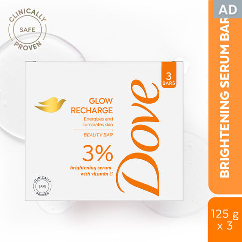 Dove Diva Glow Recharge 3% Brightening Serum With Vitamin C Bath Soap, 125 gm ( Pack of 3 )